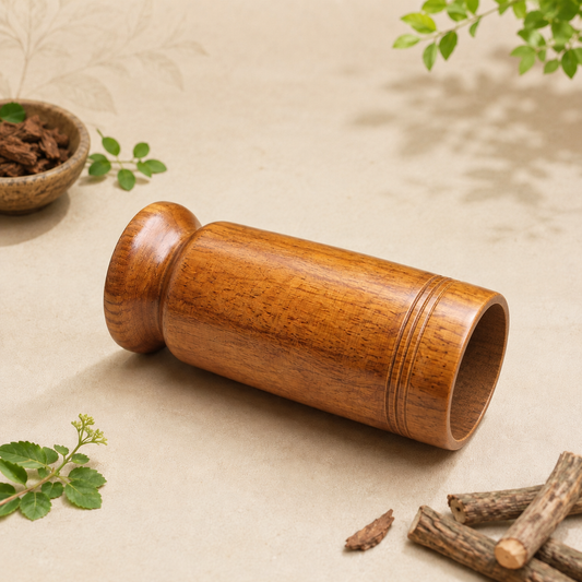 🌿 Vijaysar Wood Glass – Natural Ayurvedic Water Tumbler ✨