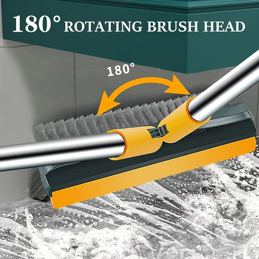 Bathroom Cleaning Brush with Wiper Upgraded 3 in 1 Tiles Cleaning Brush Bathroom Brush with Long Handle 180° Rotate Bathroom Floor Cleaning Brush Bathroom Cleaning Accessories