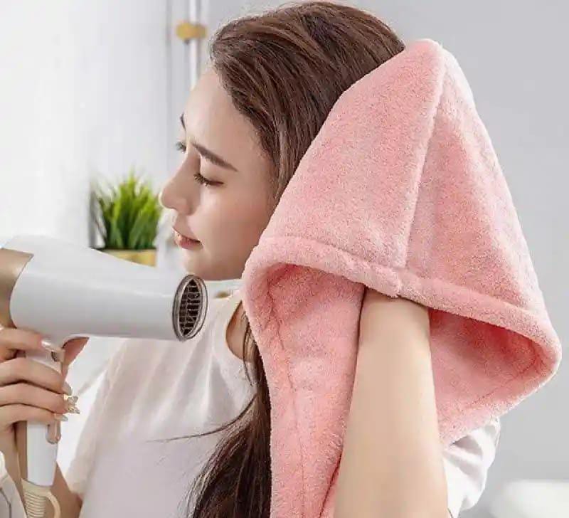 Pack of 2 Microfiber Bathing Quick Dry Hair Drying Towel Head Wrap Hat Super Absorbent Shower Cap